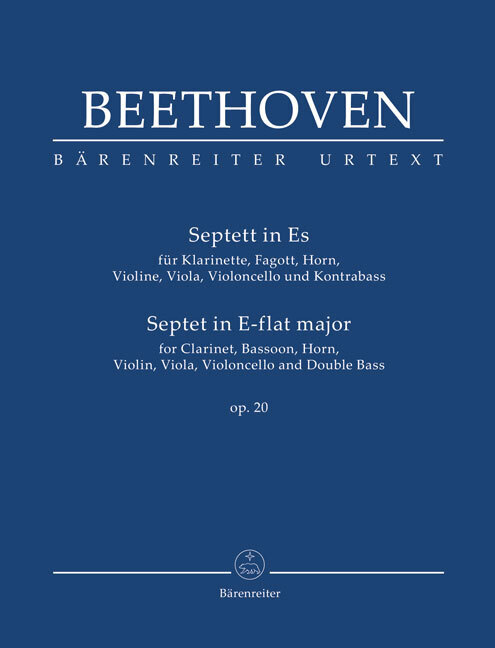 Septett für Klarinette, Fagott, Horn, Violine, Viola, Violoncello und Kontrabass in Es op. 20 main product photo