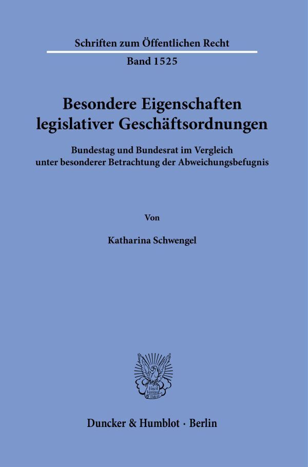 Besondere Eigenschaften legislativer Geschäftsordnungen. main product photo