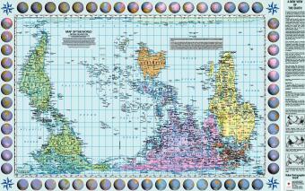 Poster Weltkarte Petersprojektion, Up-side down englisch (ca. 82,5 x 52,3 cm)