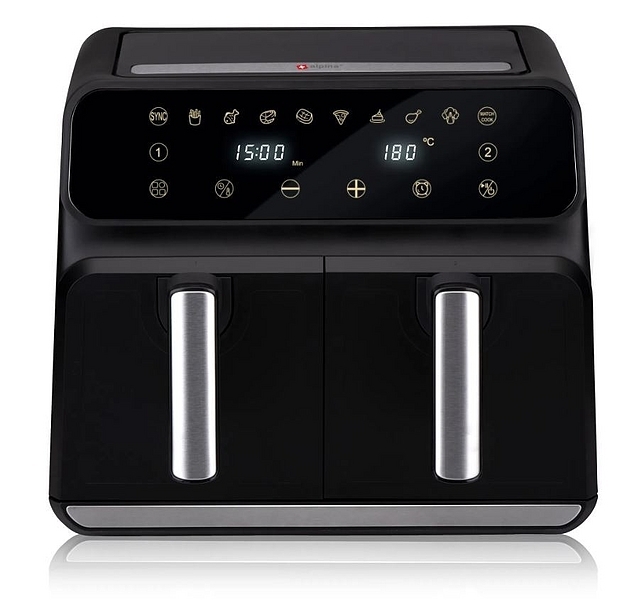 ALPINA Doppel-Heißluftfritteuse Airfryer, 1700 Watt, 8 Liter, Schwarz main product photo