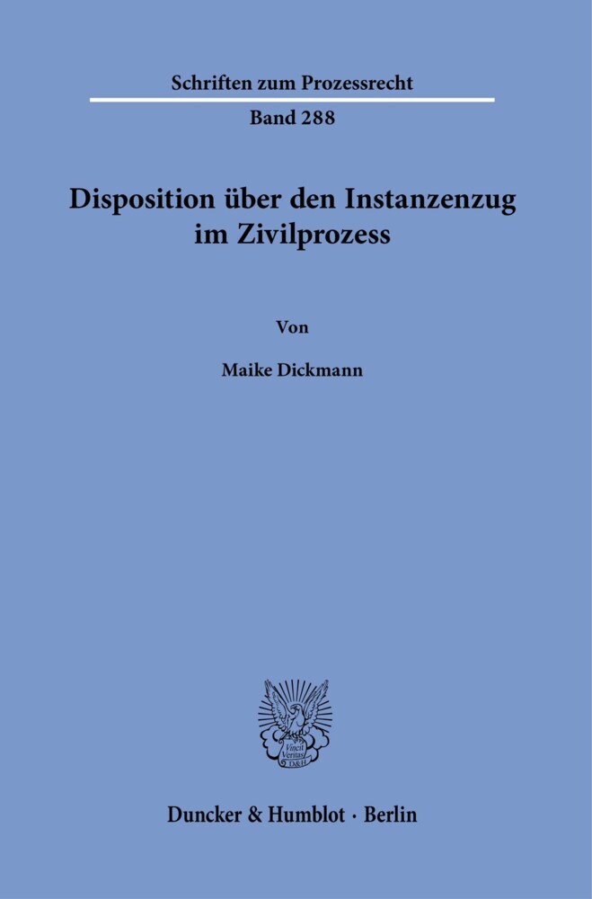 Disposition über den Instanzenzug im Zivilprozess. main product photo