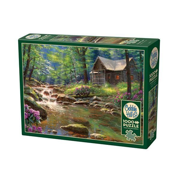 Cobble Hill Waldhütte am Bach 1000 Teile main product photo