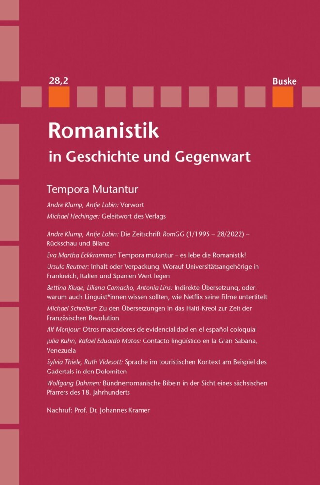 Romanistik in Geschichte und Gegenwart Jahrgang 28 Heft 2 main product photo