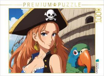 CALVENDO Puzzle Anime Piratenmädchen mit Papagei | 1000 Teile Lege-Größe 64x48cm Foto-Puzzle für glückliche Stunden