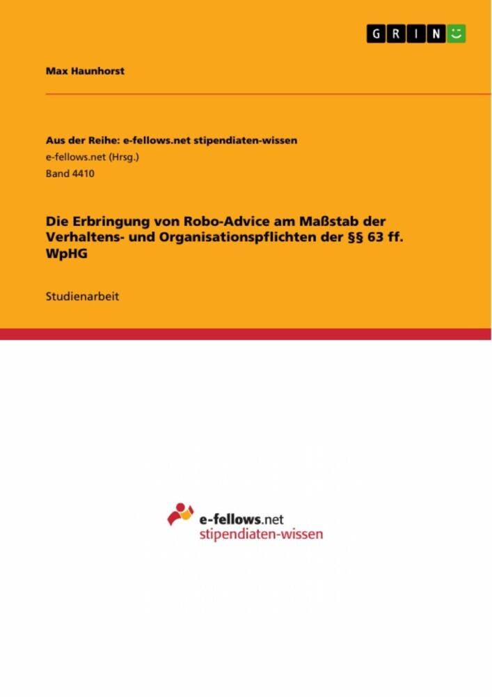 Die Erbringung von Robo-Advice am Maßstab der Verhaltens- und Organisationspflichten der §§ 63 ff. WpHG main product photo