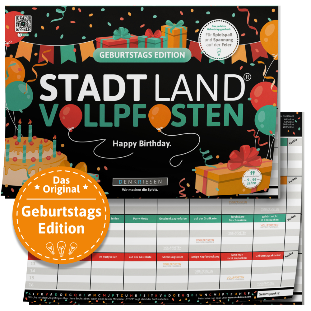 DENKRIESEN - STADT LAND VOLLPFOSTEN® - GEBURTSTAGS EDITION - "Happy Birthday." - A4 main product photo