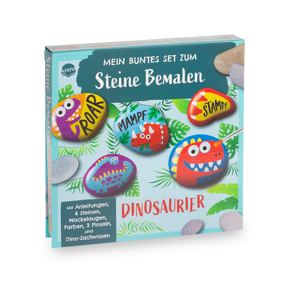 Mein buntes Set zum Steine Bemalen. Dinosaurier main product photo