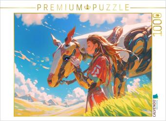 CALVENDO Puzzle Cyborg Reittier im Anime Stil | 1000 Teile Lege-Größe 64x48cm Foto-Puzzle für glückliche Stunden