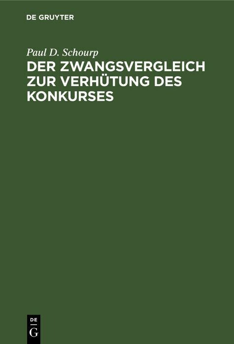 Der Zwangsvergleich zur Verhütung des Konkurses main product photo