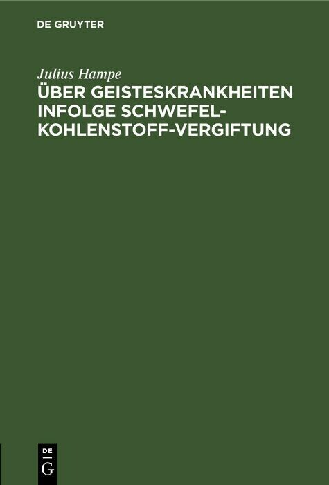 Über Geisteskrankheiten infolge Schwefelkohlenstoff-Vergiftung main product photo