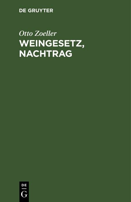 Weingesetz, Nachtrag main product photo