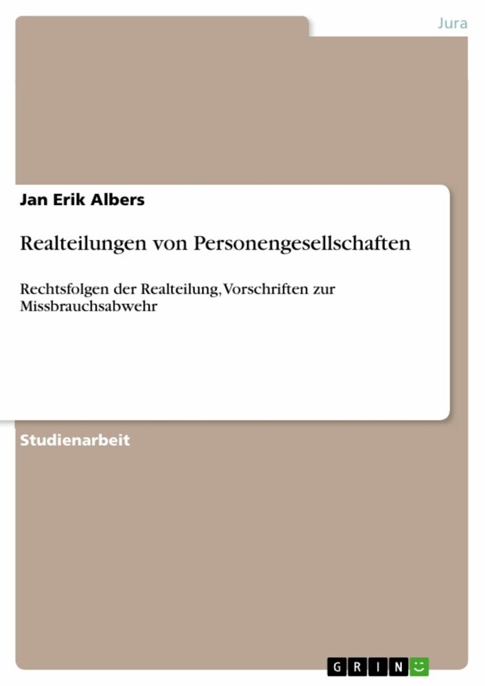 Realteilungen von Personengesellschaften main product photo
