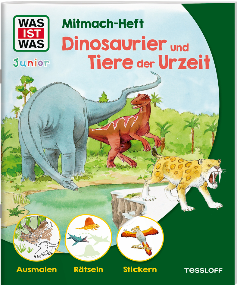 WAS IST WAS Junior Mitmach-Heft Dinosaurier und Tiere der Urzeit main product photo
