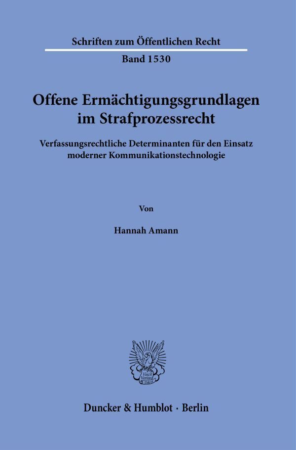 Offene Ermächtigungsgrundlagen im Strafprozessrecht. main product photo
