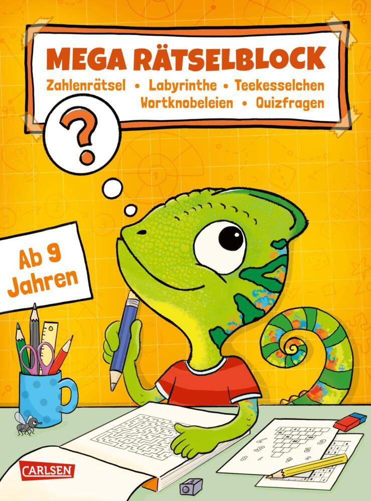 Rätseln für Kinder ab 8: Mega Rätselblock - Zahlenrätsel, Labyrinthe, Teekesselchen, Wortknobeleien, Quizfragen main product photo