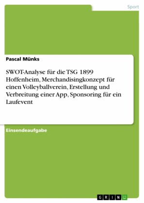 SWOT-Analyse für die TSG 1899 Hoffenheim, Merchandisingkonzept für einen Volleyballverein, Erstellung und Verbreitung einer App, Sponsoring für ein Laufevent
