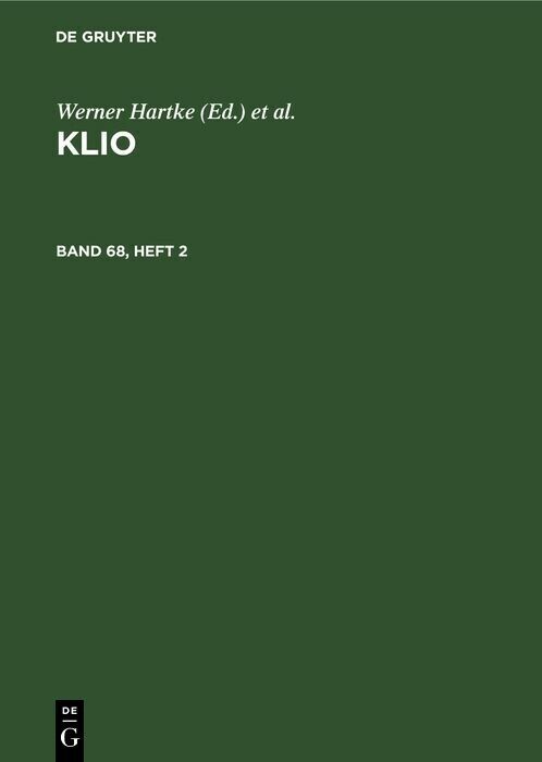 Klio. Band 68, Heft 2 main product photo