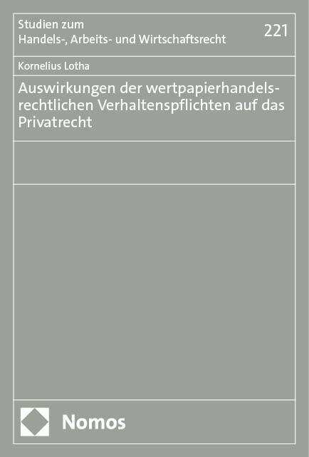 Auswirkungen der wertpapierhandelsrechtlichen Verhaltenspflichten auf das Privatrecht main product photo