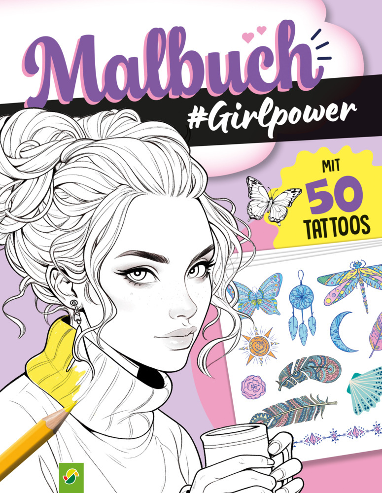 Malbuch Girlpower mit 50 Tattoos main product photo