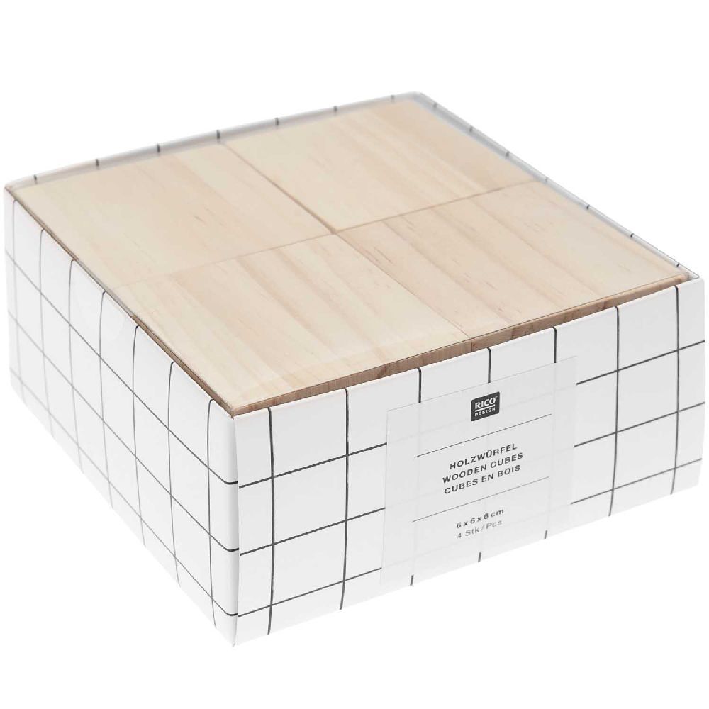 Holzwürfel 6 x 6 x 6 cm, 4 Stk FSC 100% main product photo