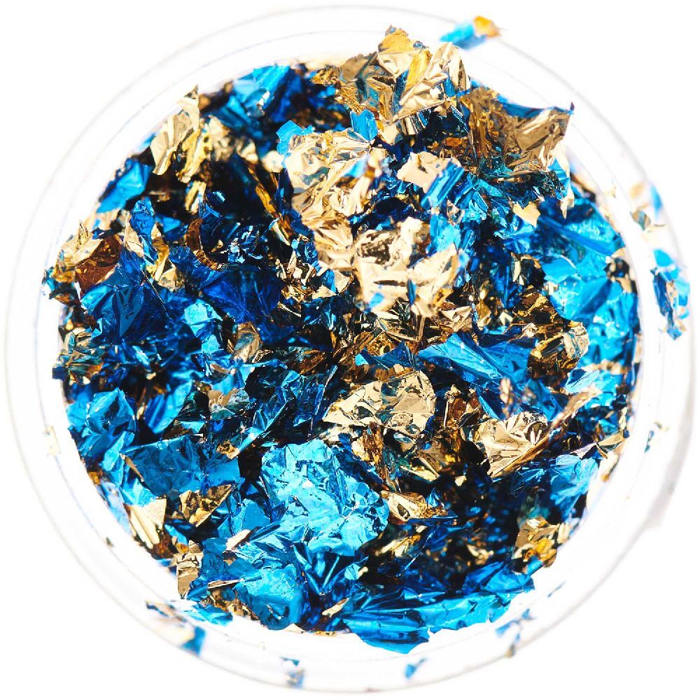 Blattmetall Flocken Gold-Blau, 0,3g main product photo