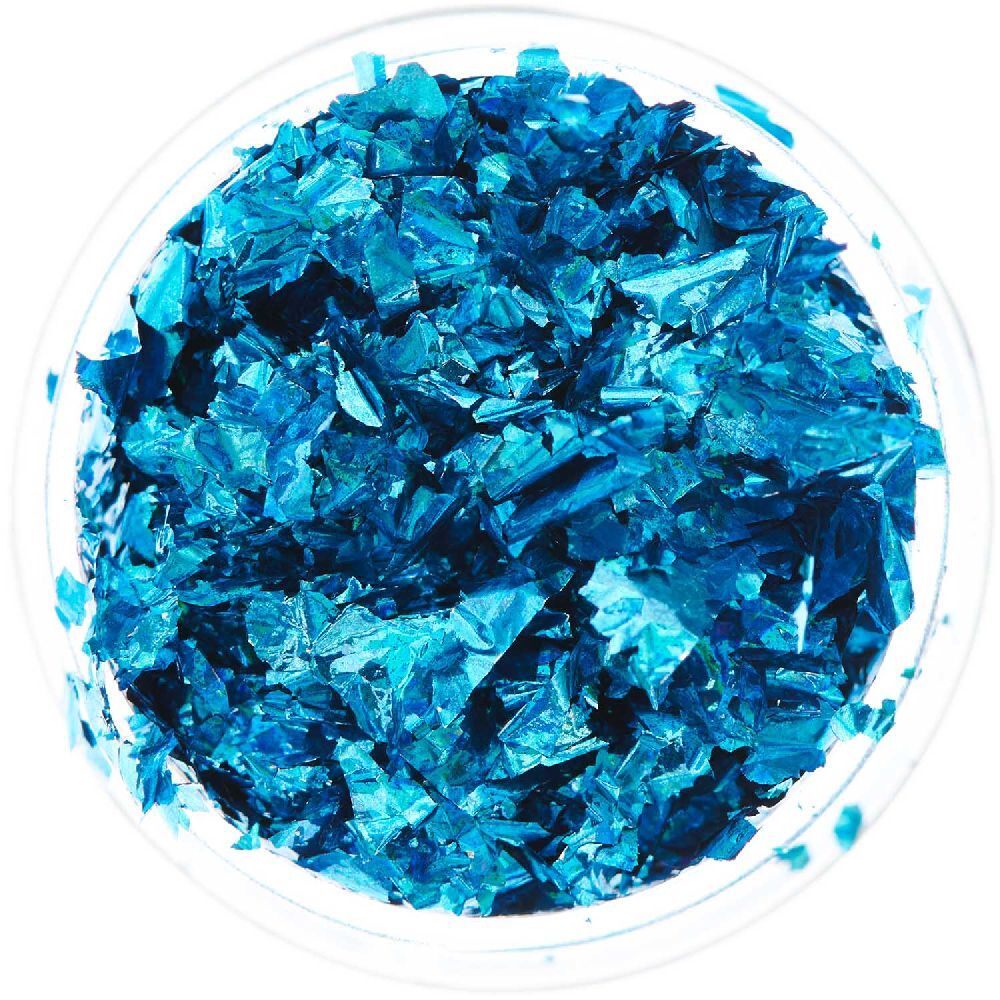Blattmetall Flocken Holografisch Cyan, 0,3g main product photo