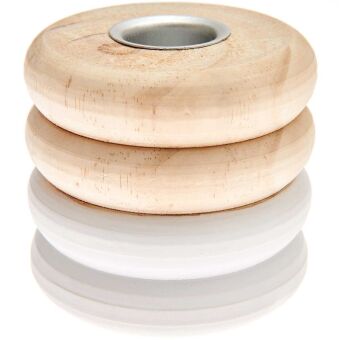 Holz Kerzenhalter Ringe, groß, Weiß, für Kerzen Ø 2,4 cm, Ø 7,5 cm, H 7 cm