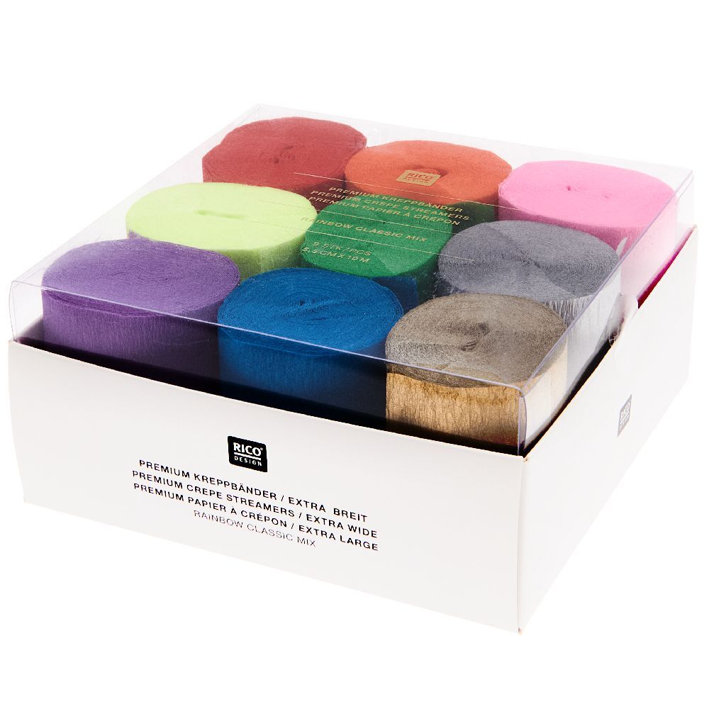 Kreppbänder, Regenbogen Klassik Mix, FSC MIX, 9 Stk, 5,5 cm x 10 m main product photo