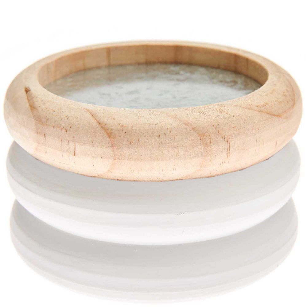 Holz Kerzenhalter Ringe, Weiß, Ø 9 cm, H 6 cm, für Kerzen Ø 7cm main product photo