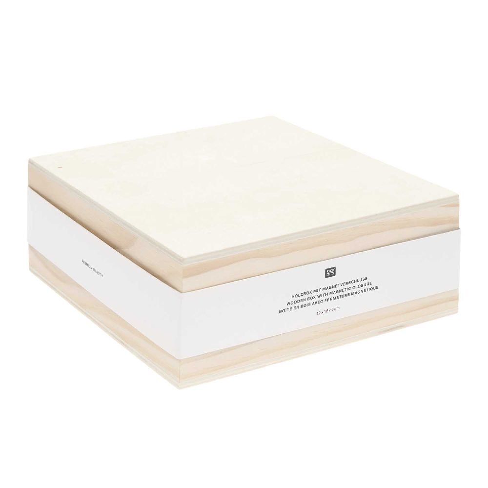 Holzbox quadratisch mit Magnetverschluss, 17 x 17 x 7 cm FSC 100% main product photo