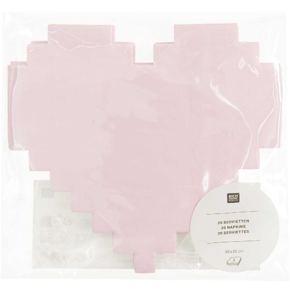 Serviette Pixel Herz, FSC MIX, 20 Stk, 16,5 x 15,2 cm main product photo