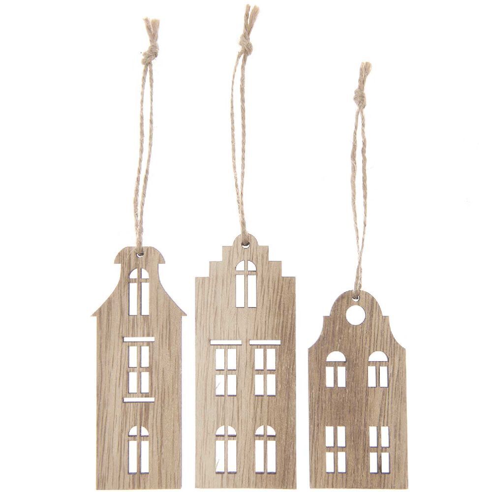 Holzhänger Haus Set, klein, 3 Stk, 7-9 x 3,5 cm main product photo
