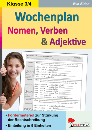Wochenplan Nomen, Verben und Adjektive
