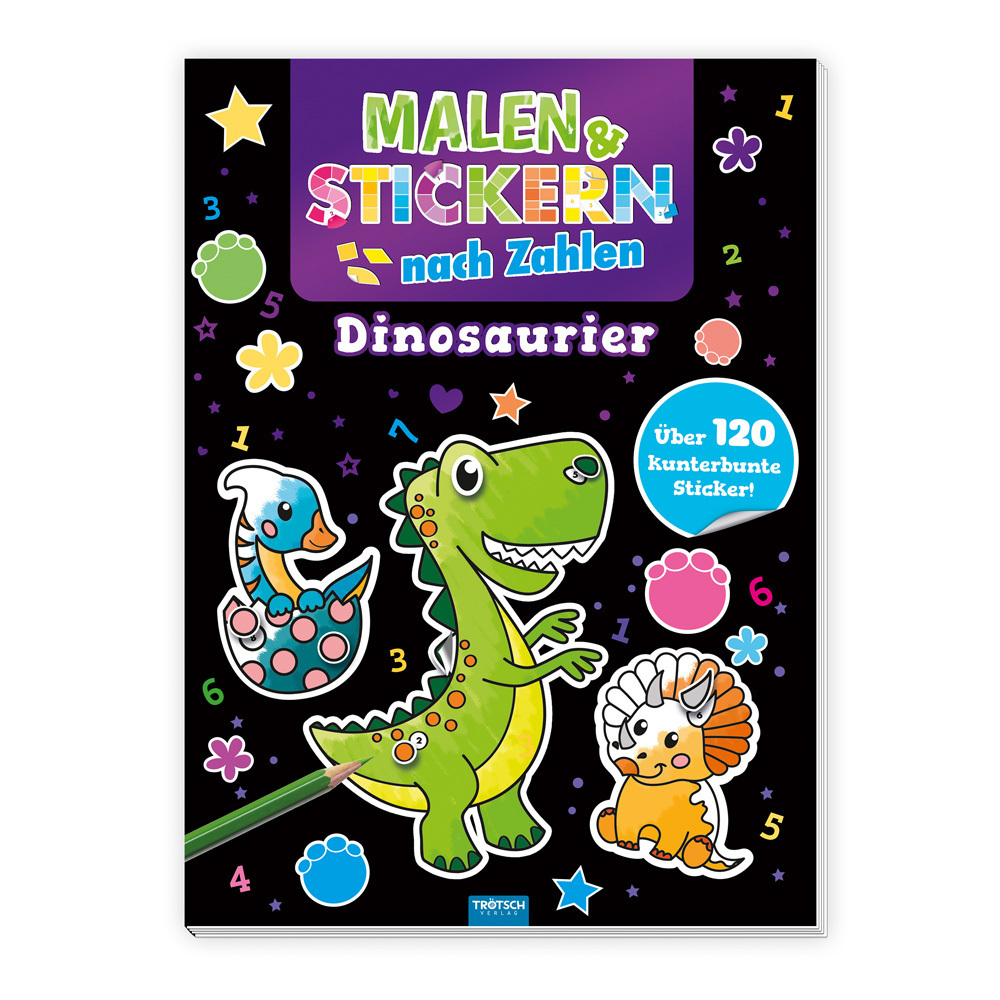 Trötsch Beschäftigungsbuch Malbuch Malen und Stickern nach Zahlen Dinosaurier main product photo