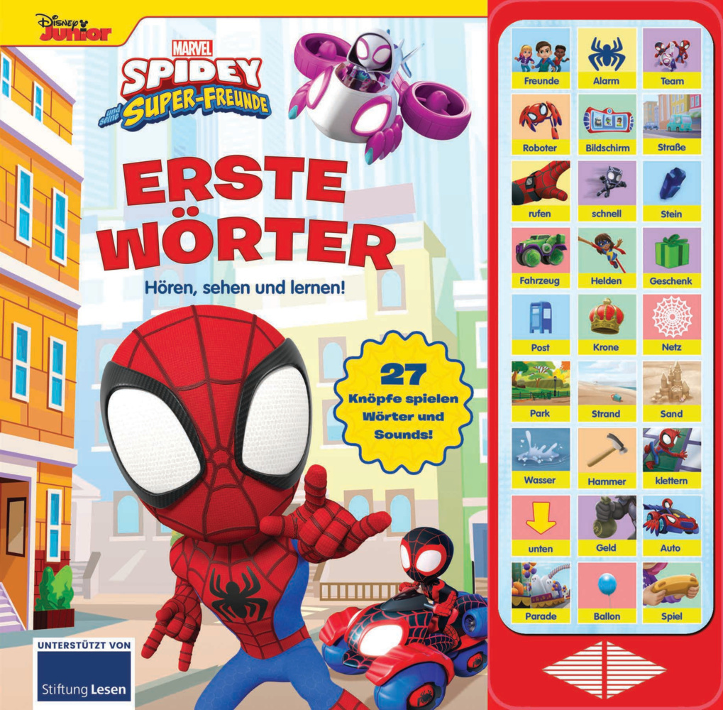 Spidey und seine Superfreunde - Erste Wörter - 27-Button-Soundbuch - Hardcover-Buch mit 27 Geräuschen - MARVEL main product photo