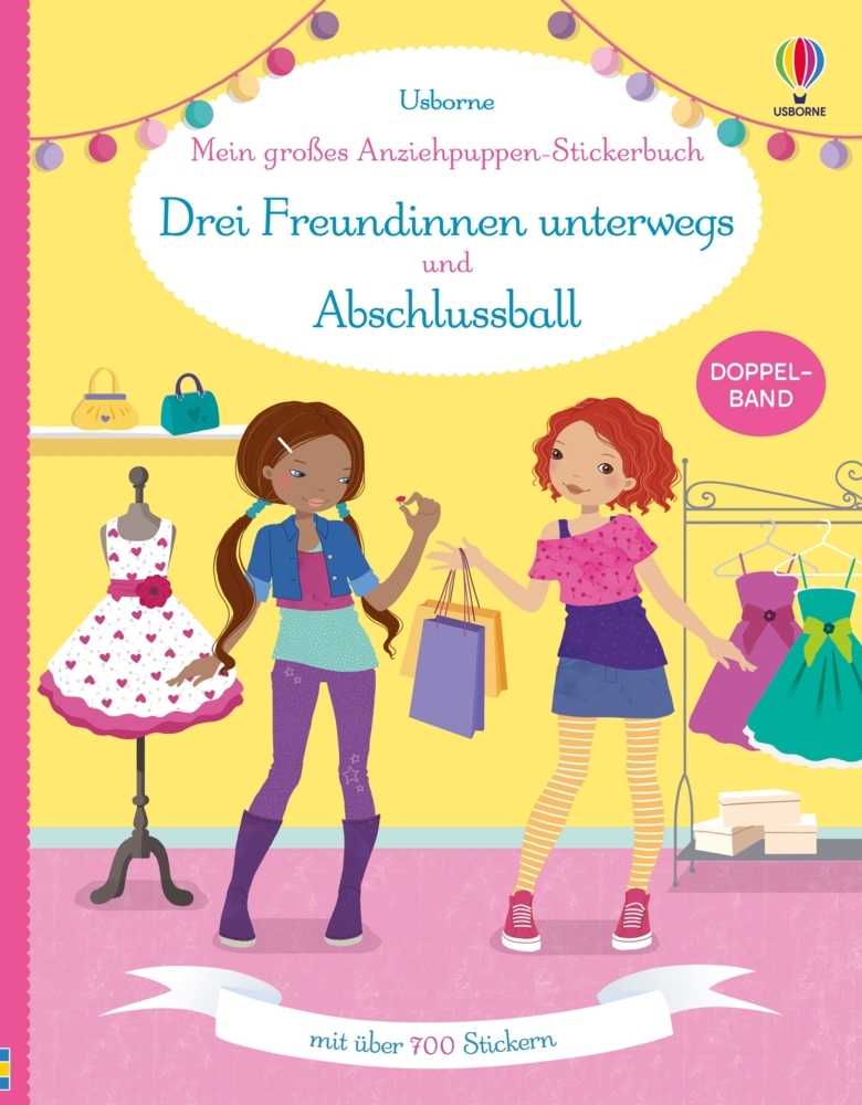 Mein großes Anziehpuppen-Stickerbuch: Drei Freundinnen unterwegs und Abschlussball main product photo