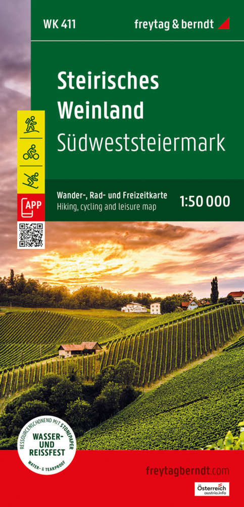 Steirisches Weinland, Wander-, Rad- und Freizeitkarte 1:50.000, freytag & berndt, WK 411 main product photo