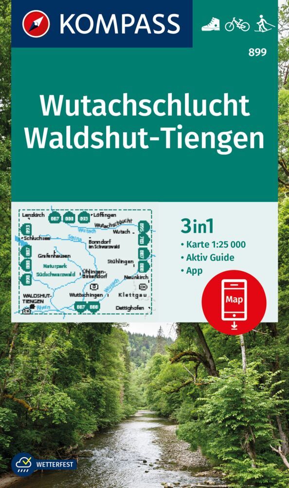 KOMPASS Wanderkarte 899 Wutachschlucht, Waldshut-Tiengen 1:25.000 main product photo