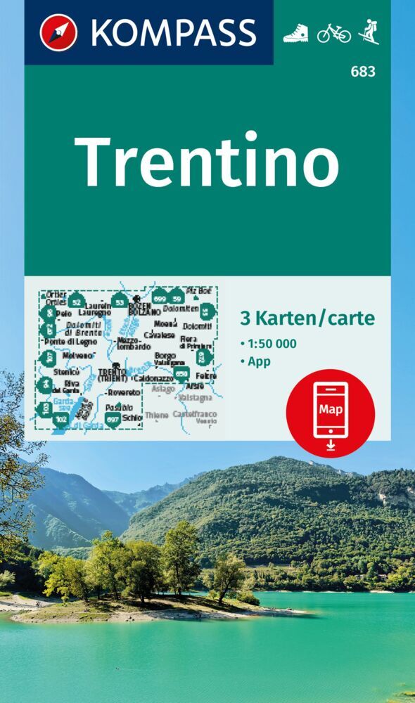 KOMPASS Wanderkarten-Set 683 Trentino (3 Karten) 1:50.000 main product photo