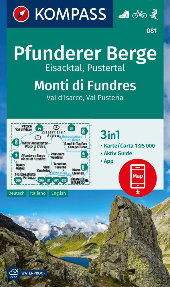 KOMPASS Wanderkarte 081 Pfunderer Berge/Monti di Fundres 1:25.000 main product photo