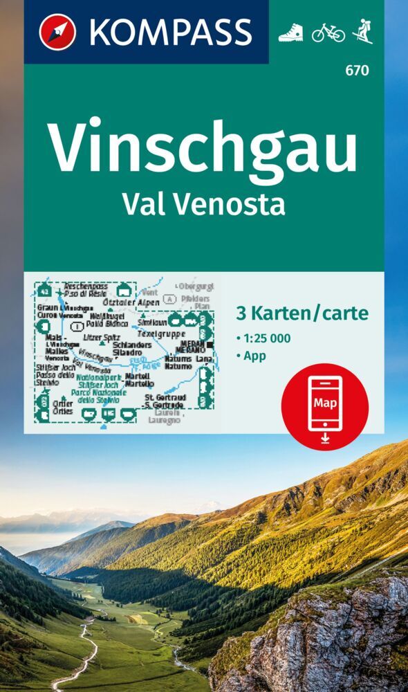 KOMPASS Wanderkarten-Set 670 Vinschgau / Val Venosta (3 Karten) 1:25.000 main product photo