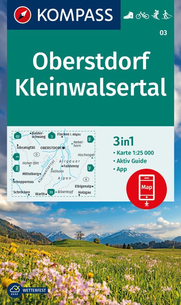KOMPASS Wanderkarte 03 Oberstdorf, Kleinwalsertal 1:25.000 main product photo