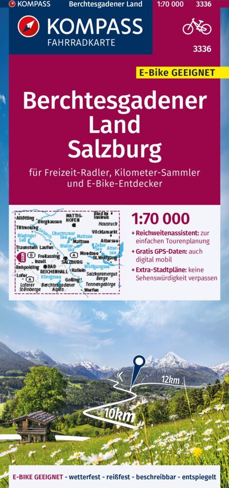 KOMPASS Fahrradkarte 3336 Berchtesgadener Land, Salzburg 1:70.000 main product photo