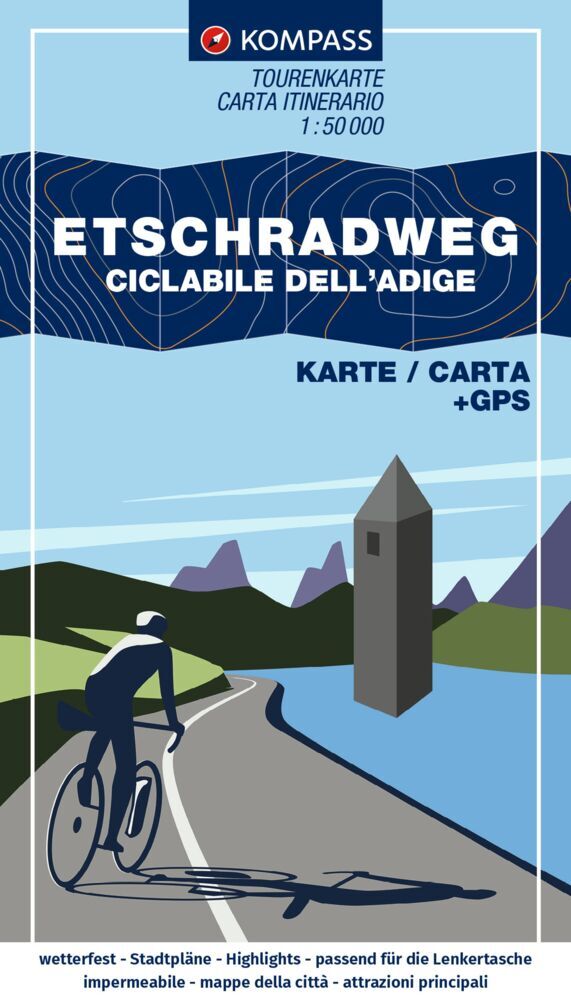 KOMPASS Fahrrad-Tourenkarte Etschradweg - Ciclabile dell'Adige 1:50.000 main product photo