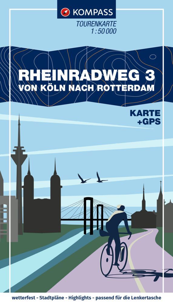KOMPASS Fahrrad-Tourenkarte Rheinradweg 3, von Köln nach Rotterdam 1:50.000 main product photo