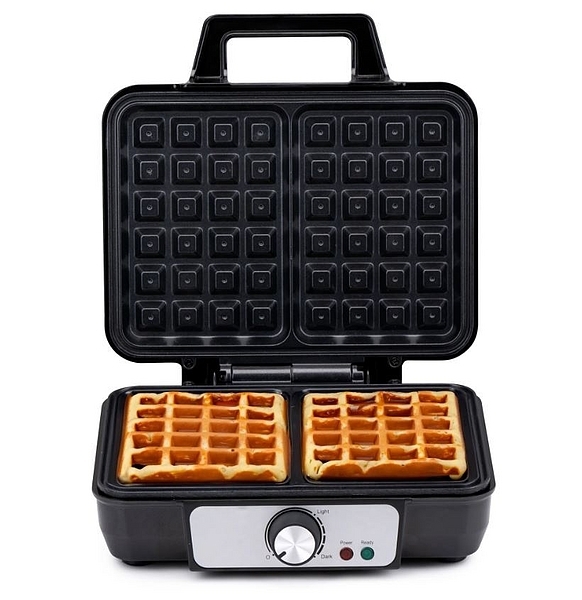 ALPINA Waffeleisen, 1000 Watt, Scharz-Silber main product photo