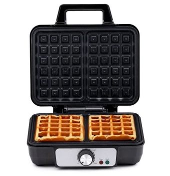 ALPINA Waffeleisen, 1000 Watt, Scharz-Silber