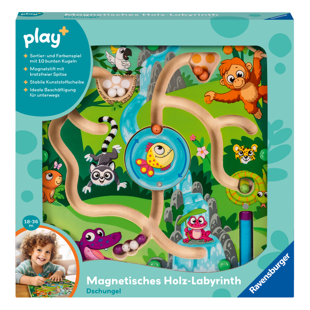 Play+ Magnetisches Holz-Labyrinth: Dschungel main product photo