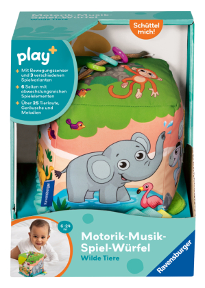 Play+ Motorik-Musik-Spiel-Würfel: Wilde Tiere