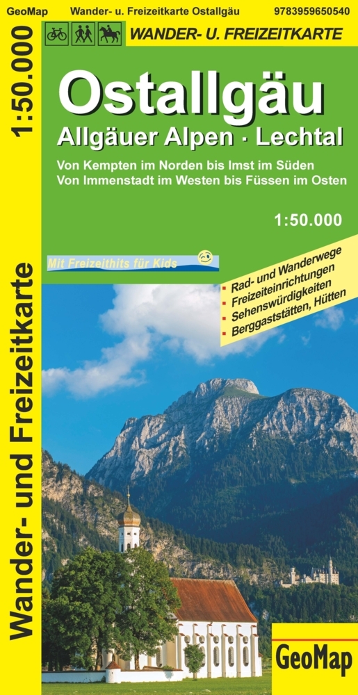 Ostallgäu, Allgäuer Alpen, Lechtal Wander- und Freizeitkarte main product photo
